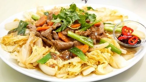 cách làm bắp cải xào thịt bò